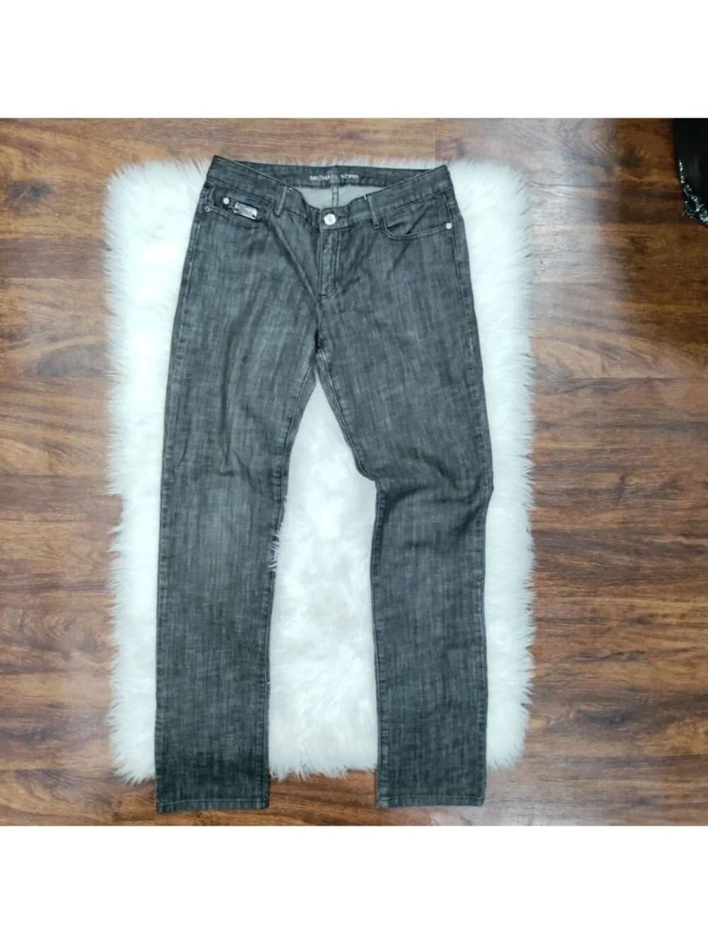 Michael Kors Size 6 Black Studded Pocket Slim Straight Jeans